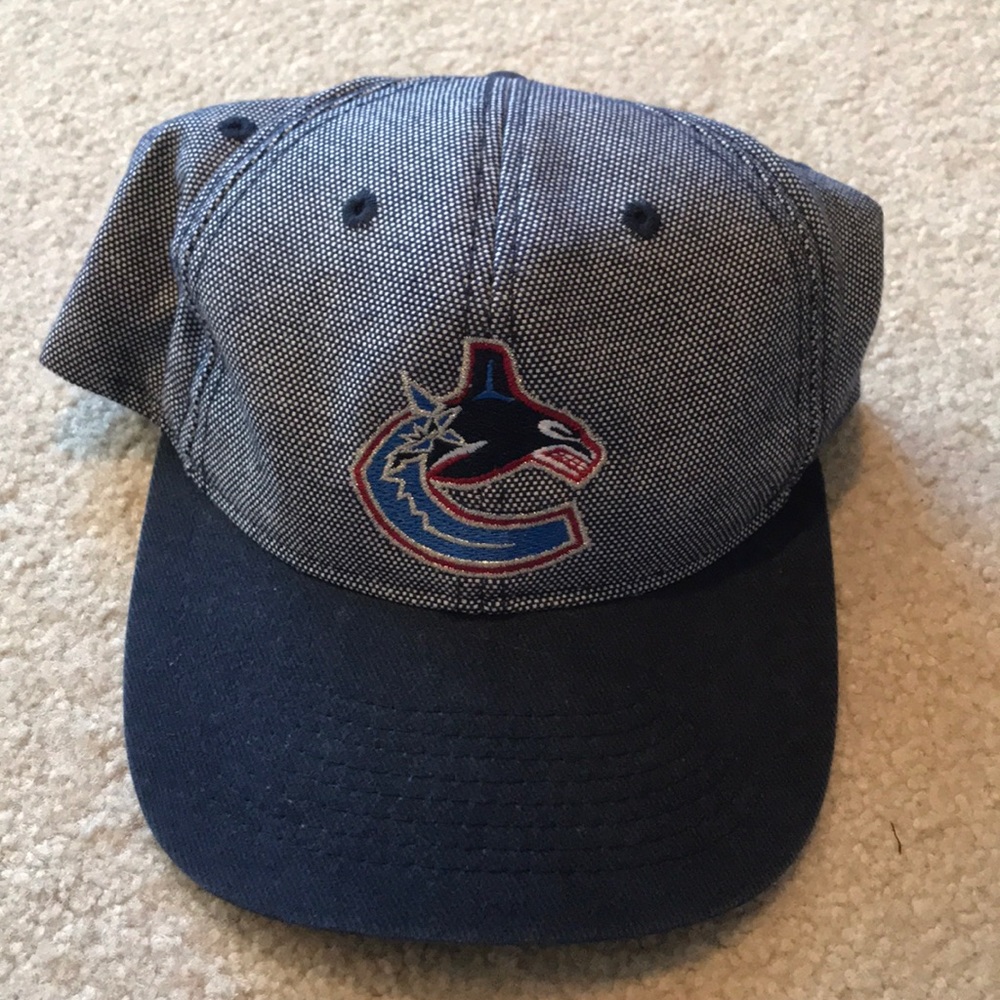 90s CCM Vancouver Canucks Strapback Hat Cap Blue